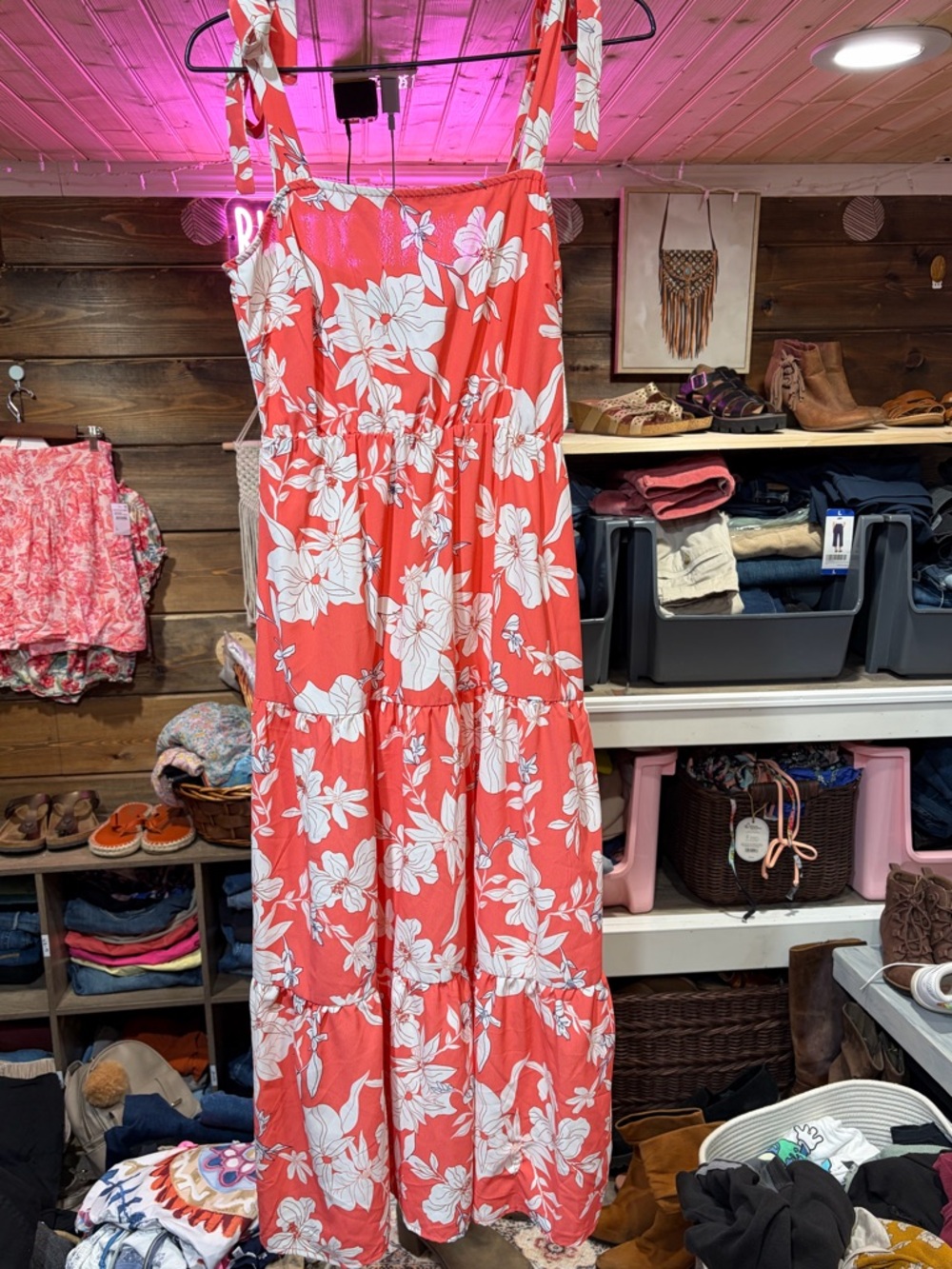 Floral pink and White Maxi Dress